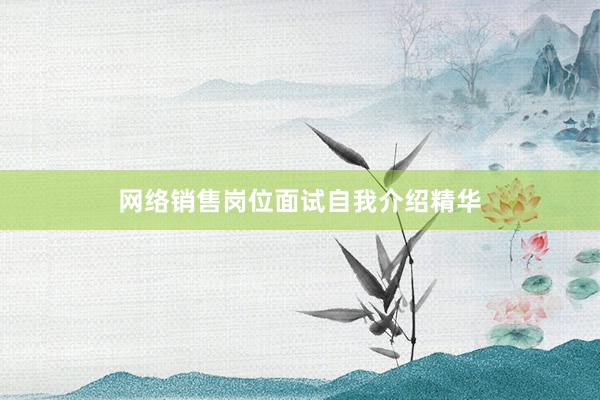 网络销售岗位面试自我介绍精华